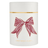 DOF Rocks glass with red striped bow design in elegant tube packaging by Santa Barbara Design Studio