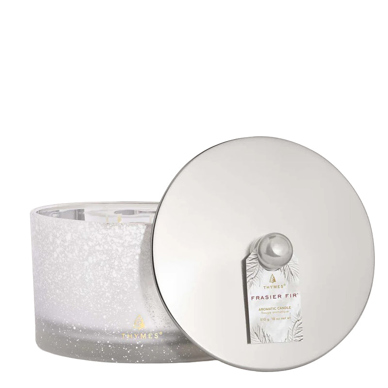 thymes-frasier-fir-flocked-candle-3-wick-lid-off