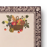 Rifle Paper Co. Harvest Notepad with woven basket illustration and ornate brown damask border