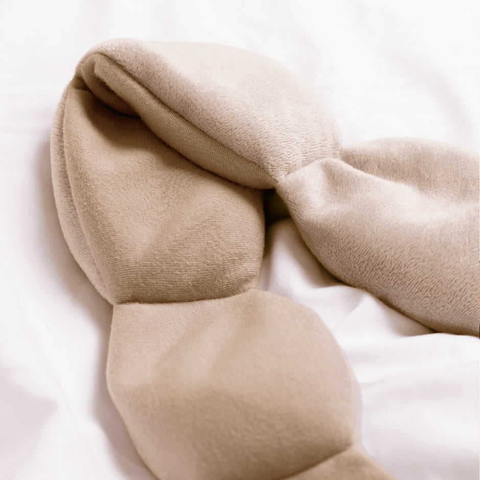 Latte Weighted Sleep Mask - soft beige eye mask on white background