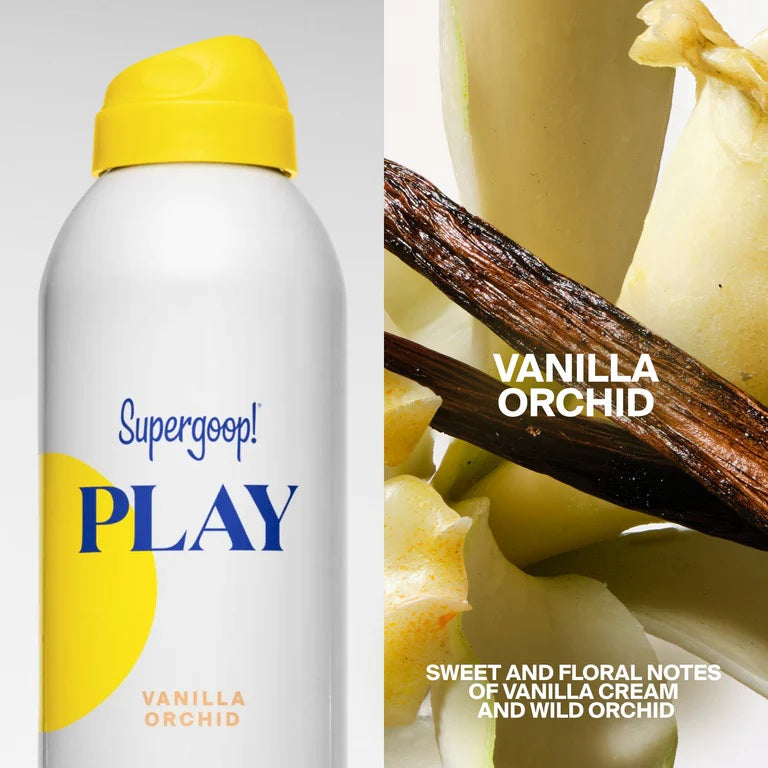 Supergoop PLAY Body Mist Vanilla Orchid scent story: vanilla bean and orchid ingredients