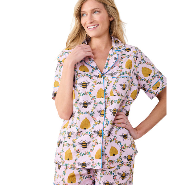 PRINTFRESH | Sweet Bee Short PJ Set - Pink Petal