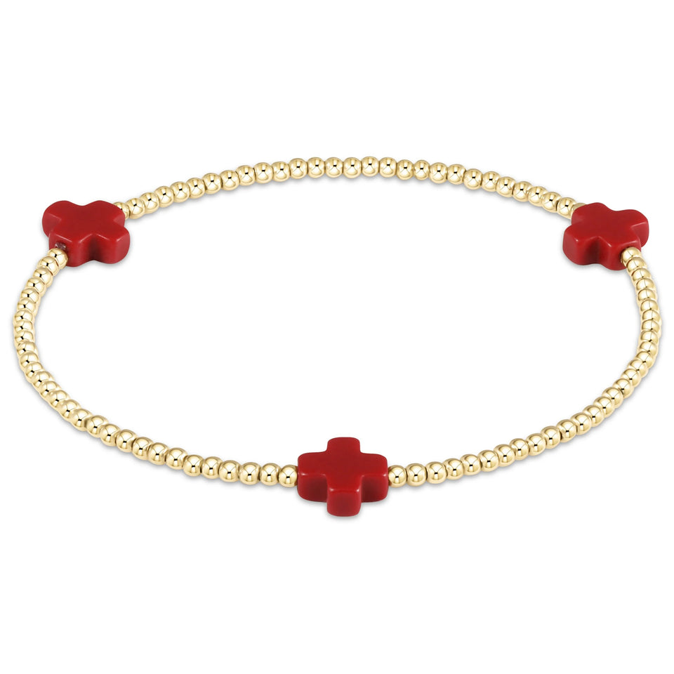 ENEWTON | Signature Cross 2mm Gold Bracelet - Red