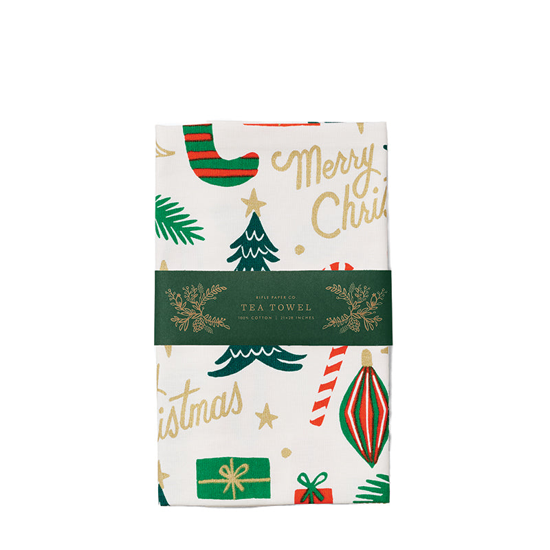 rifle-paper-co-deck-the-halls-tea-towel-packaged