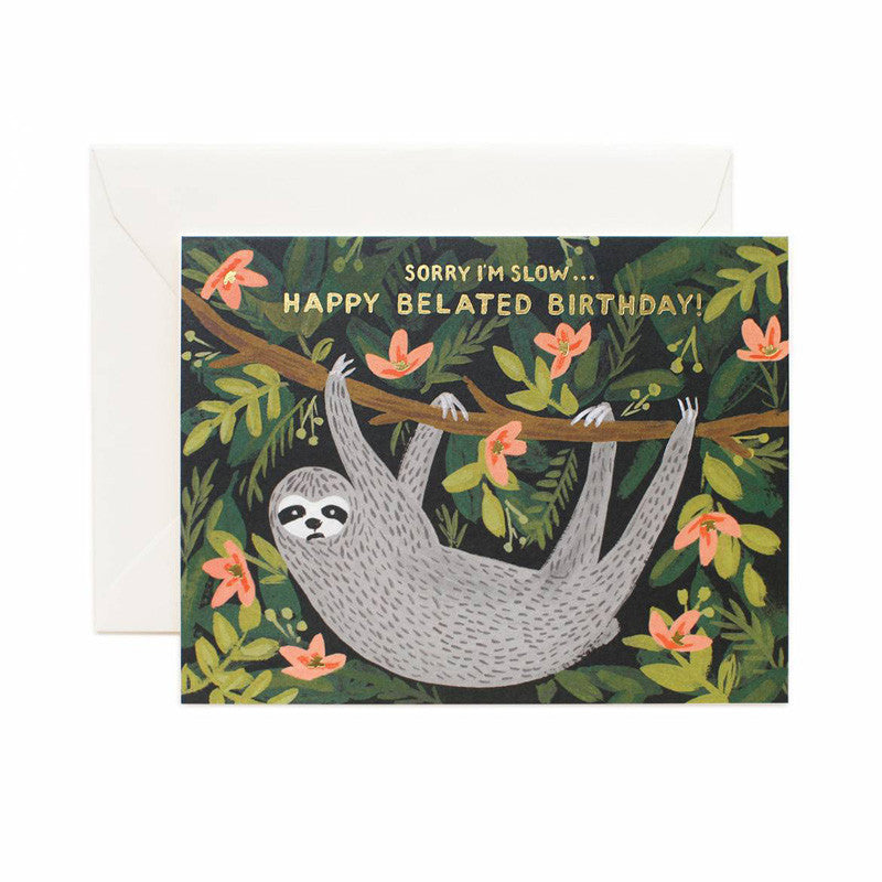 rifle-paper-co-sloth-belated-birthday-card